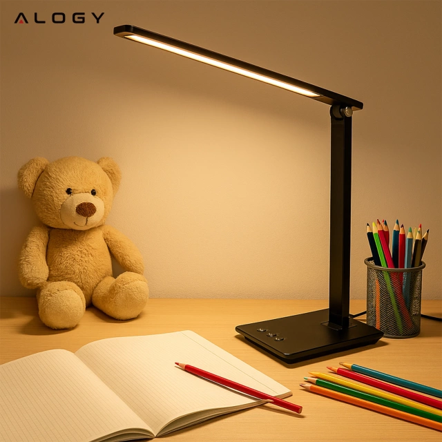Lampka biurkowa LED składana Alogy Desk LED Lamp z gniazdem USB z możliwością ładowania Czarna