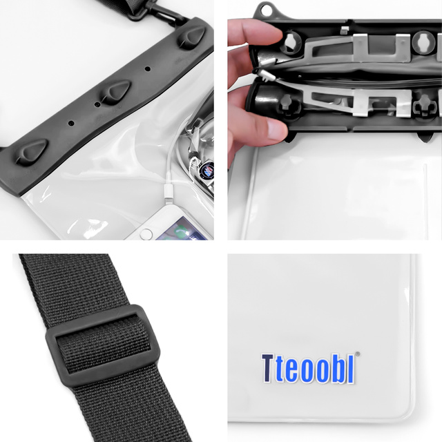 Alogy Etui wodoodporne duże Waterproof Case torba z paskiem na ramię uniwersalna na telefon tablet dokumenty 23x25 cm Czarne