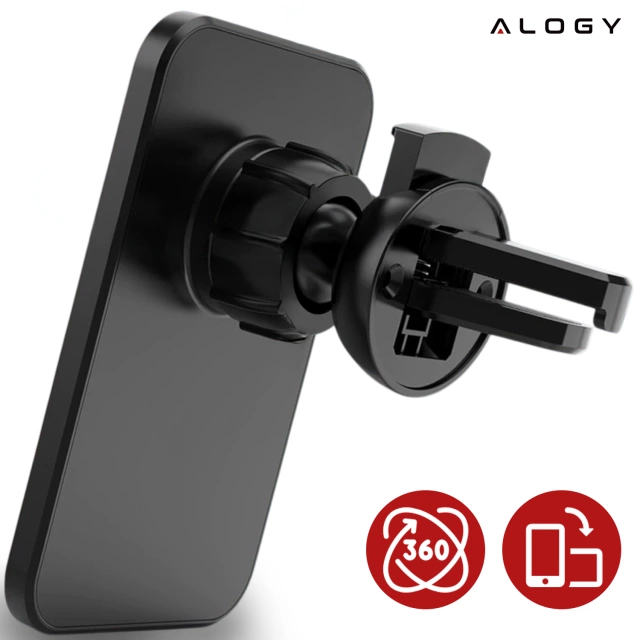 Alogy Uchwyt magnetyczny do auta z ładowarką Qi MagSafe na kratkę/ deskę 15W