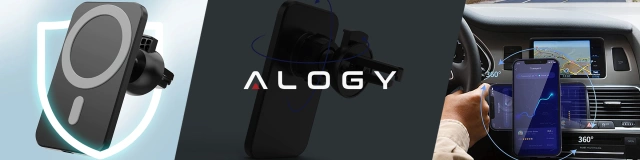 Alogy Uchwyt magnetyczny do auta z ładowarką Qi MagSafe na kratkę/ deskę 15W