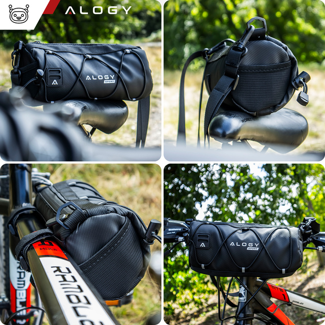 Alogy Sport Torba rowerowa sakwa uchwyt na rower kierownicę ramę saszetka etui pokrowiec 23.6x10.5x10cm (S) czarna