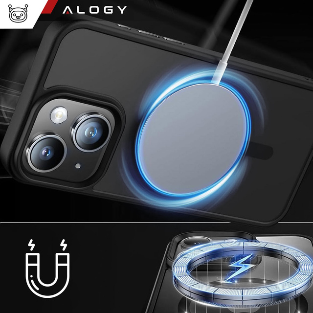 Alogy Etui ochronne do iPhone 15 Plus Ring Case obudowa na telefon do MagSafe Czarne
