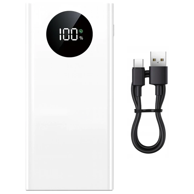 PowerBank 10000mAh z Technologią PD 120W, Szybkie Ładowanie PowerDelivery, Porty 2x USB-A i 1x USB-C, Wysoka Moc i Kompaktowy Design, Alogy TurboCharge™ – Biały