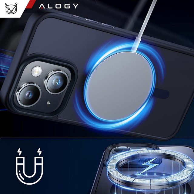 Alogy Etui ochronne do iPhone 15 Plus Ring Case obudowa na telefon do MagSafe Granatowe