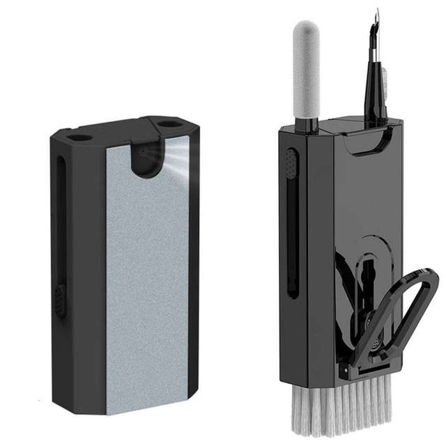 Alogy Czyścik wielofunkcyjny Zestaw do czyszczenia ekranu klawiatury Cleaner Set 8w1 do telefonów laptopów komputerów Czarny