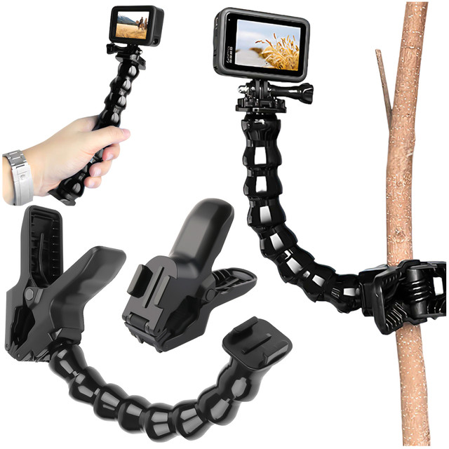 Alogy 2w1 Uchwyt do GoPro do Blatu biurka poręczy roweru Mocowanie do kamerki sportowej telefonu Czarny