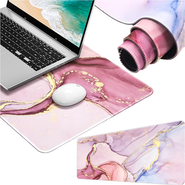 Mata na biurko antypoślizgowa podkładka pod mysz Alogy gamingowa xxl 88x40 Marble Pink Różowa