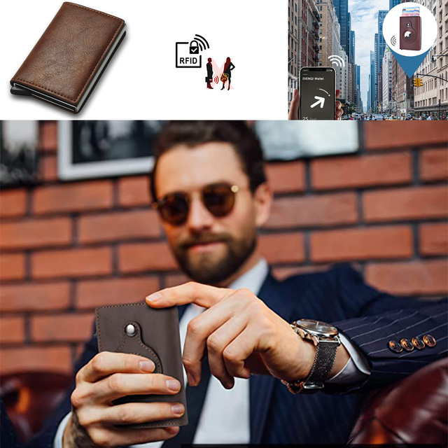 Alogy Portfel na dokumenty Smart Wallet z miejscem na AirTag na karty gotówkę Brązowy