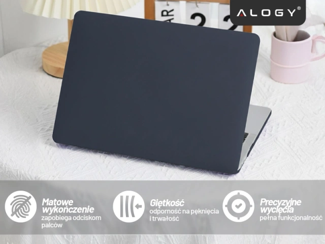 Etui do Apple Macbook Air 13.6 2022-2025 (M2/M3/M4) – elastyczna, matowa obudowa ochronna, lekka i odporna – Alogy AirGuard™ Granatowy
