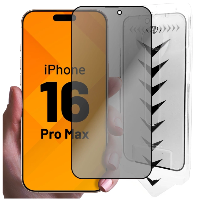 Szkło hartowane Prywatyzujące do Apple iPhone 16 Pro Max ochronne szkiełko na ekran 9H Alogy Privacy EasyShield™️ z ramką montażową