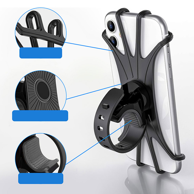 Alogy Uchwyt rowerowy Spider TPU Bike Holder do telefonu Silikonowy na rower motor hulajnoga quad Czarny