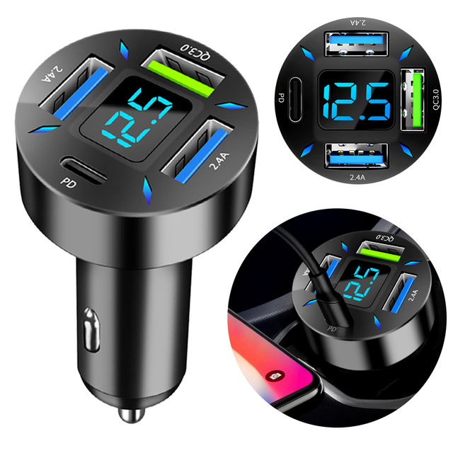Alogy Ładowarka samochodowa Car Charger 66W 3xUSB 1xUSB-C Type C Szybkie ładowanie Quick Charge QC 3.0 PD