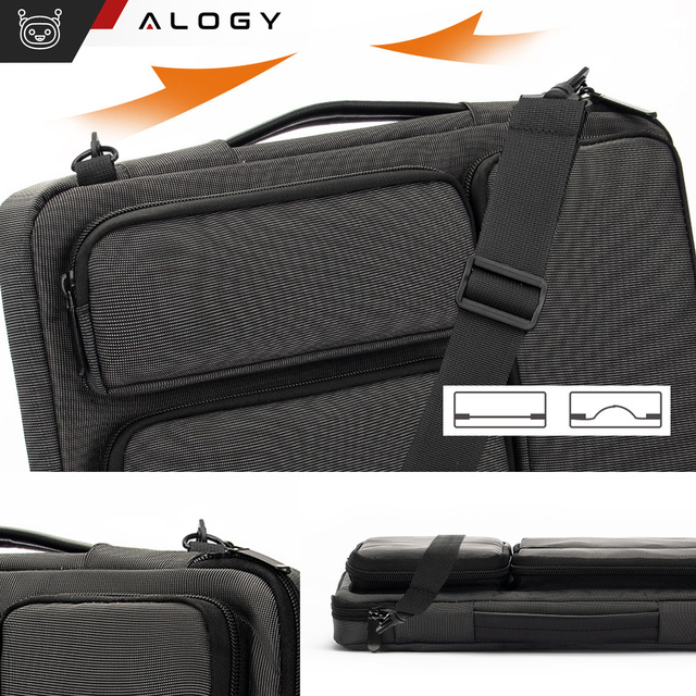 Alogy Torba Etui na MacBooka, laptopa, tableta 15.6" z paskiem na ramię Czarna