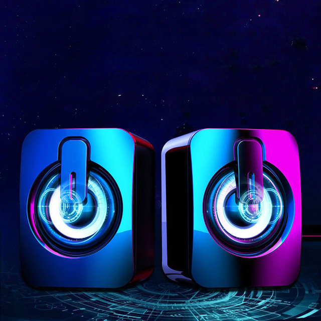 AlogyGłośniki USB 2.0 Mini komputerowe Stereo Wired Speakers HIFI z mikrofonem Czarne