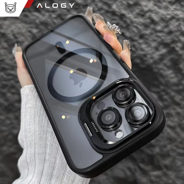 Alogy Etui hybrydowe ochronne do Apple iPhone 16 Pro KickStand Hybrid Case z podpórką do MagSafe Czarne