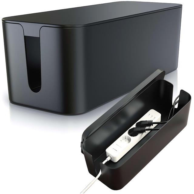 Alogy Cable Organizer Storage Box S 23cm Organizer biurkowy pojemnik pudełko na kable listwy Czarny