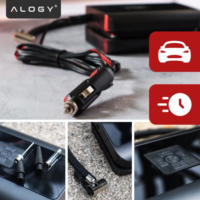 Alogy Pompka rowerowa kompresor powietrza bezprzewodowy przenośny z latarką 