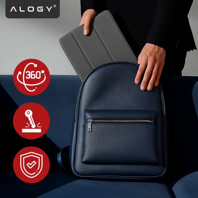 Etui do Lenovo IdeaTab Pro / Pro MT 12.7" TB-373, Ochronne z Klapką i Miejscem na Rysik, Składana Okładka Bumper, Alogy BookGuard™ – Szare
