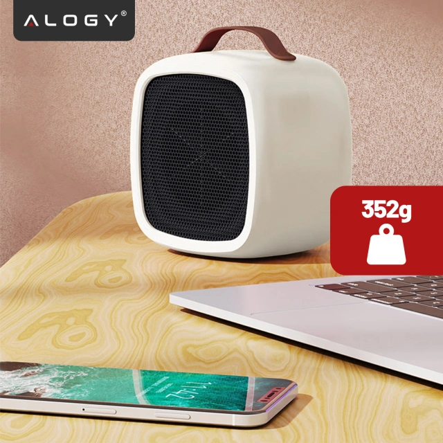 Grzejnik elektryczny mini Farelka 500W – termowentylator biurkowy do kontaktu, szybkie nagrzewanie, kompaktowy i energooszczędny – Alogy HeatPlug™ Biały