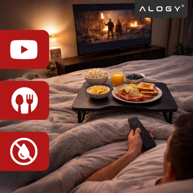 Stolik składany gamingowy 60×40 cm – biurko na laptopa z powierzchnią Carbon, lekki i przenośny, stabilna konstrukcja do domu i grania – Alogy CarbonDesk™ Czarny