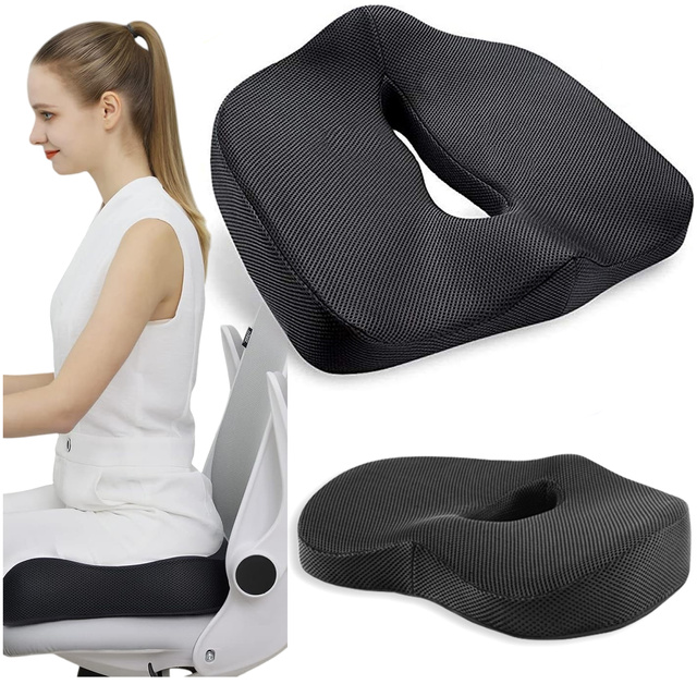 Poduszka ortopedyczna do siedzenia Alogy Seat Pillow do auta na krzesło do biurka siedzisko na fotel z pianką Memory Foam zapamiętująca Czarna