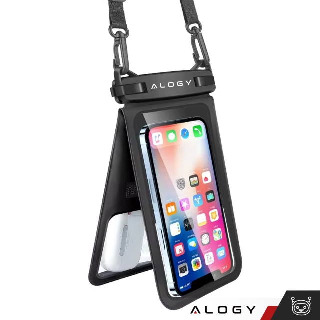 Etui wodoodporne wodoszczelne IPX8 na telefon 6.7" podwójne Case futerał Alogy Waterproof Czarne