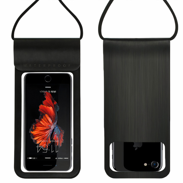 Etui saszetka TWC1 wodoodporne wodoszczelne pokrowiec na telefon 7.2" IPX8 30M przezroczyste okienko Czarne