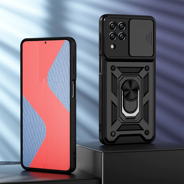Alogy Etui na telefon obudowa z osłoną aparatu Camshield Stand Ring do Samsung Galaxy M53 5G czarne