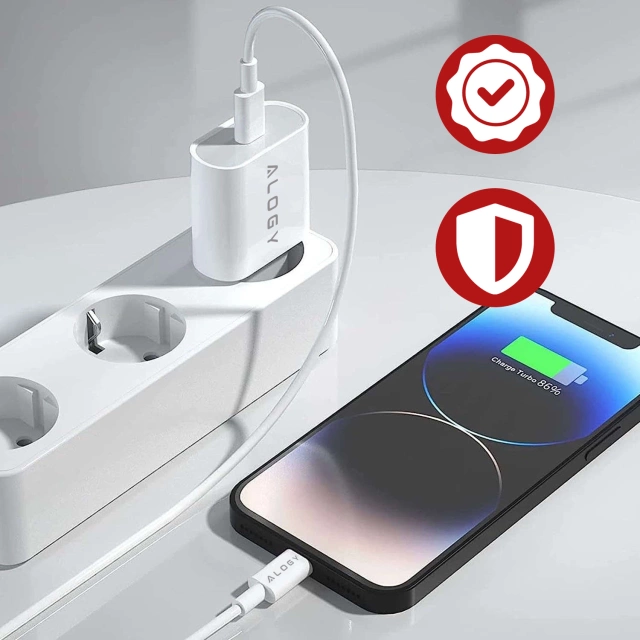 Alogy Ładowarka sieciowa szybka USB-C PD 20W + Kabel Lightning do iPhone 1m Biały