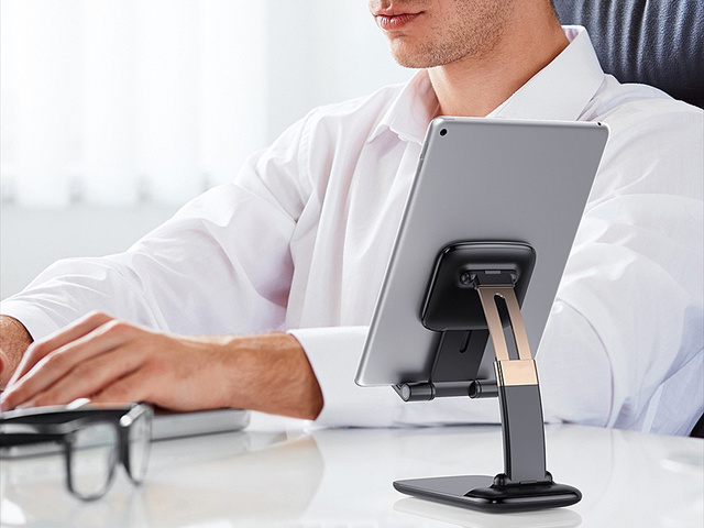  Alogy Regulowany stojak uchwyt podstawka na biurko do telefonu Czarny