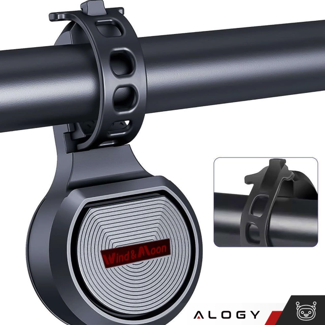 Alogy Dzwonek elektryczny + alarm rowerowy 2w1 Waterproof Electric Bell na rower wodoodporny czarny