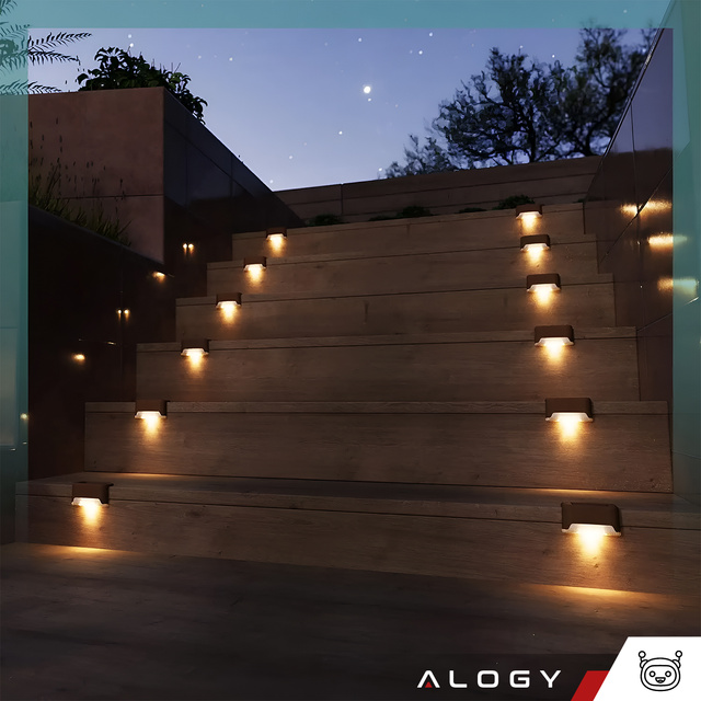 4x Lampa solarna ogrodowa LED na taras balkon schody balustradę z czujnikiem zmierzchu akumulator AAA zestaw 4 lampek