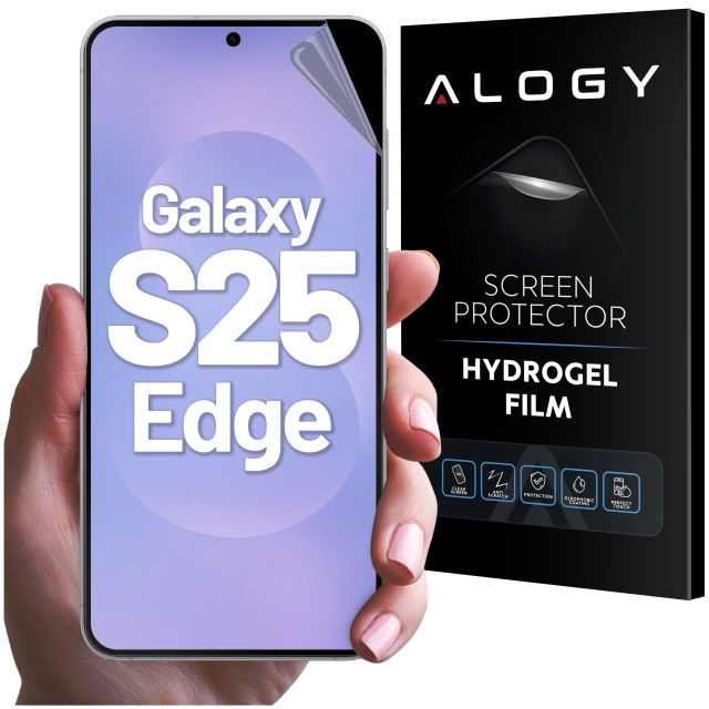 Folia hydrożelowa do Samsung Galaxy S25 Edge – elastyczna ochrona ekranu, samoregeneracja, pełne dopasowanie i wysoka przejrzystość – Alogy Hydrogel Film™