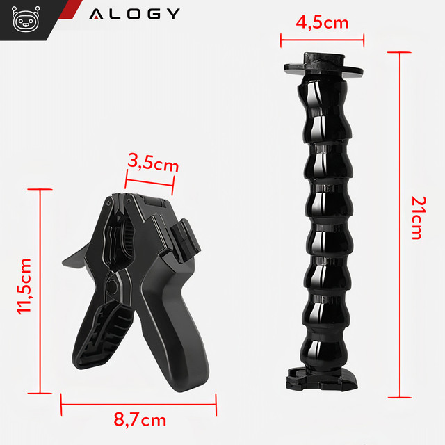 Alogy 2w1 Uchwyt do GoPro do Blatu biurka poręczy roweru Mocowanie do kamerki sportowej telefonu Czarny