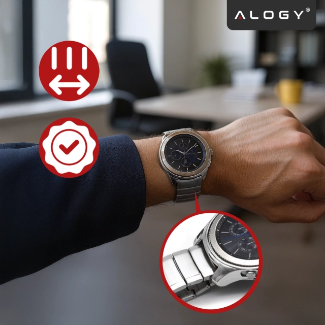 Alogy Bransoleta Steel Simple pasek stal nierdzewna do smartwatcha 20mm Srebrna