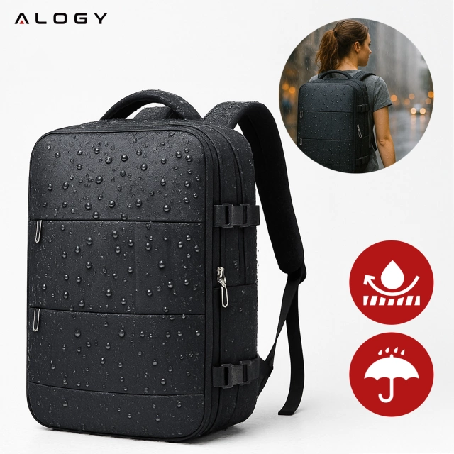 Plecak na laptopa tablet męski damski podróżny na walizkę do biura podróży Unisex 45x30x20cm Alogy Czarny