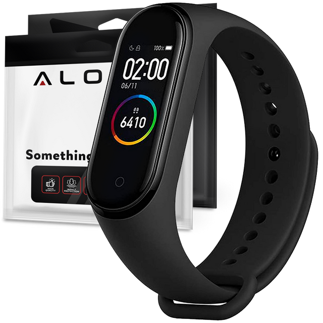Alogy Soft Band Opaska pasek silikonowy do Xiaomi Mi Band 5 / 6 / 6 NFC / 7 Czarna