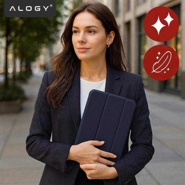 Etui do Apple iPad 11gen. 11" 2025 / 10gen. 10.9" 2022 Ochronne Hybrydowe z Miejscem na Rysik, Składana Okładka, Funkcja Podstawki, Alogy HybridBook™ Case  – Granatowe