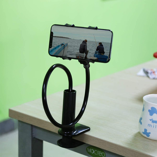 Alogy Uchwyt elastyczny z klipsem na biurko statyw giętki Holder uniwersalny na telefon / Czarny
