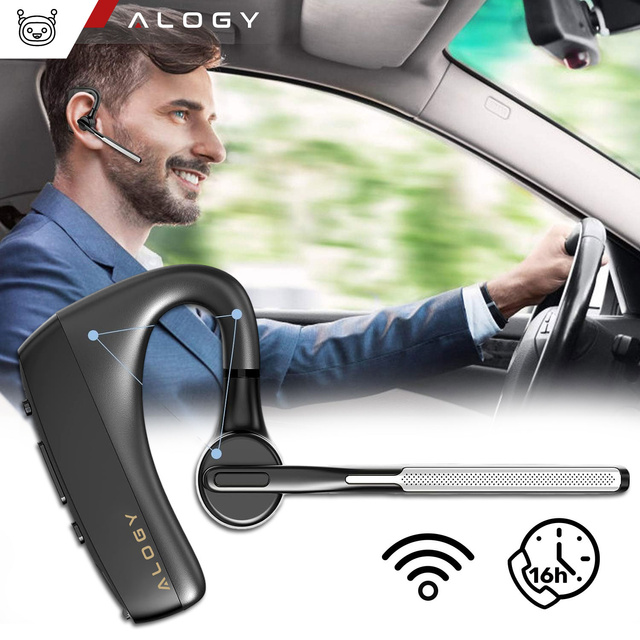 Alogy Słuchawka bezprzewodowa z mikrofonem Bluetooth 5.1 CVC8.0 douszna