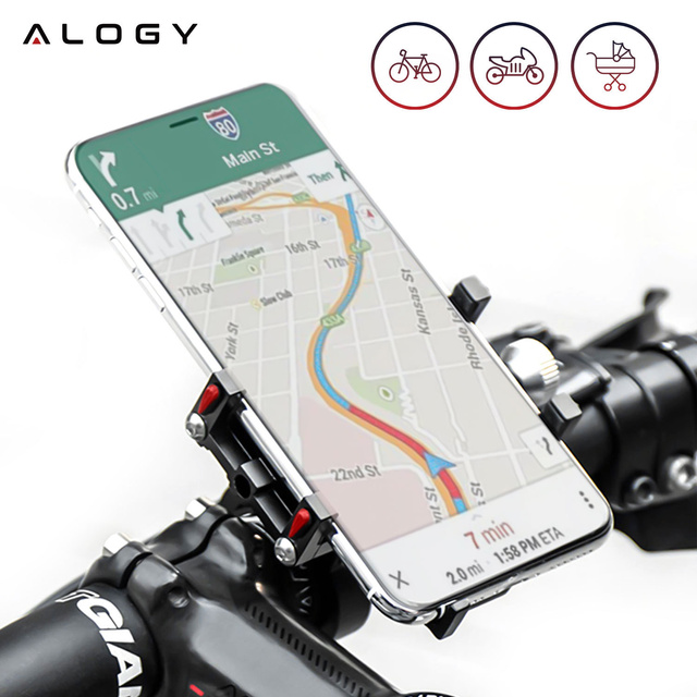 Alogy Uchwyt rowerowy Bike Phone Holder do telefonu 55-95mm na kierownicę na rower hulajnogę motor Czarny