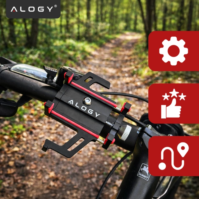 Alogy Uchwyt rowerowy Bike Phone Holder do telefonu 55-95mm na kierownicę na rower hulajnogę motor Czarny