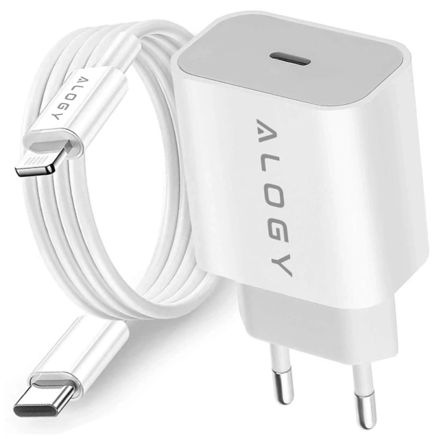 Alogy Ładowarka sieciowa szybka USB-C PD 20W + Kabel Lightning do iPhone 1m Biały