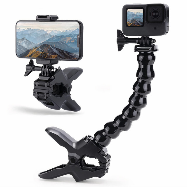 Alogy 2w1 Uchwyt do GoPro do Blatu biurka poręczy roweru Mocowanie do kamerki sportowej telefonu Czarny
