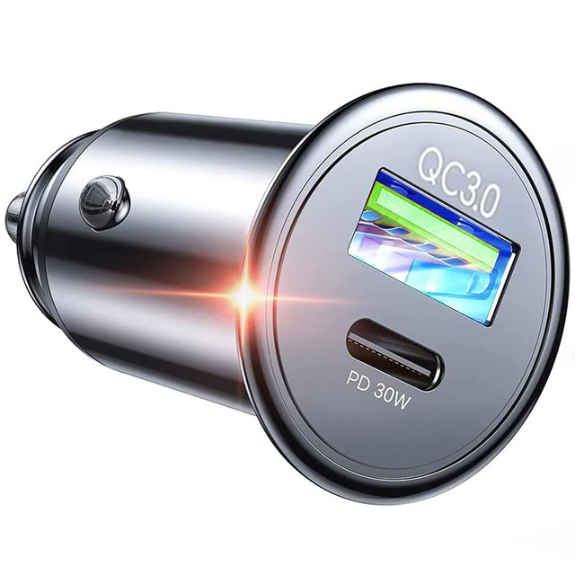 Alogy Car Ładowarka samochodowa USB QC 3.0 18W + USB C PD 30W szybka mocna do telefonu czarna