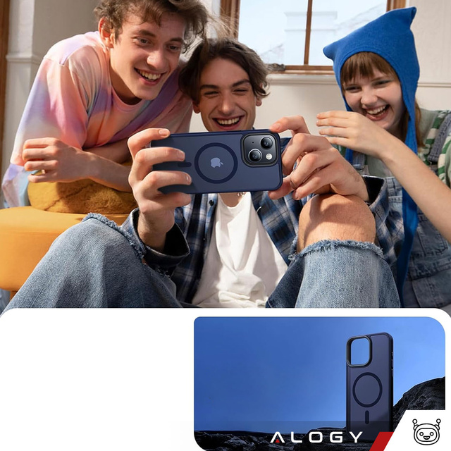 Alogy Etui ochronne do iPhone 15 Plus Ring Case obudowa na telefon do MagSafe Granatowe