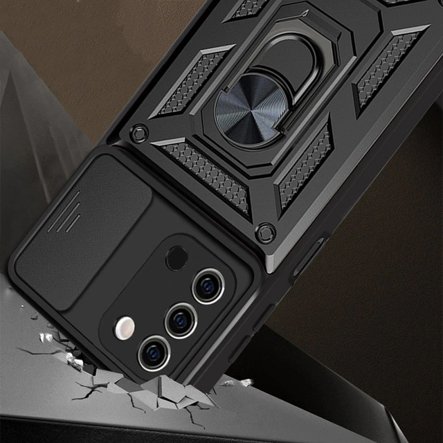 Alogy Etui na telefon z osłoną aparatu Camshield Stand Ring do Samsung Galaxy A03s 166mm czarne