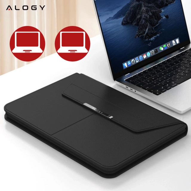 Torba na laptopa Alogy FlexCase Pro wielofunkcyjna rozkładana z podstawką i podkładką na myszkę do Macbooka 13/  14" Czarna