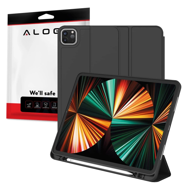 Etui ochronne Alogy Book Cover Pencil Case obudowa z miejscem na rysik do Apple iPad Air 7/6 2025/2024 11", iPad Air 5/4 2022/2020 10.9" Czarne