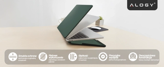 Etui do Apple MacBook Air 13 / 13.3" 2018–2021 (M1 A2337/A2179/A1932) – elastyczna, matowa obudowa ochronna, lekka i odporna – Alogy AirGuard™ Zielony
